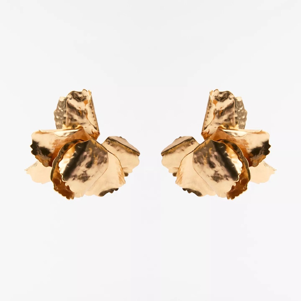 Zara Gold Petal Earrings